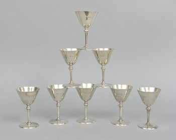 Appraisal: A Set of Eight Tiffany Co Sterling Silver Martini Glasses