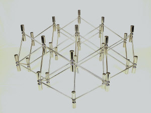 Appraisal: A very large chromium plated steel chandelier circa of atomic