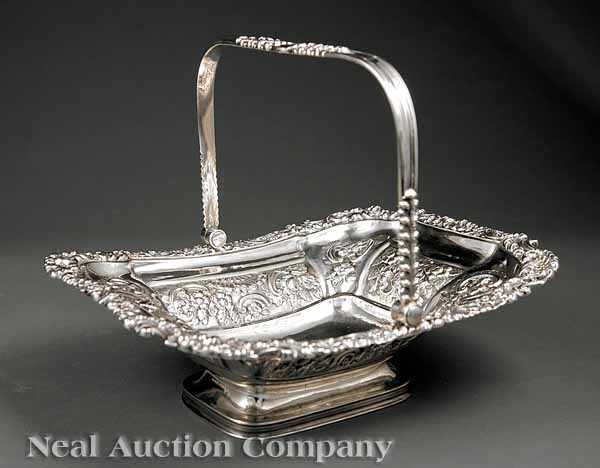 Appraisal: A George IV Sterling Silver Cake Basket Kirkby Waterhouse Co