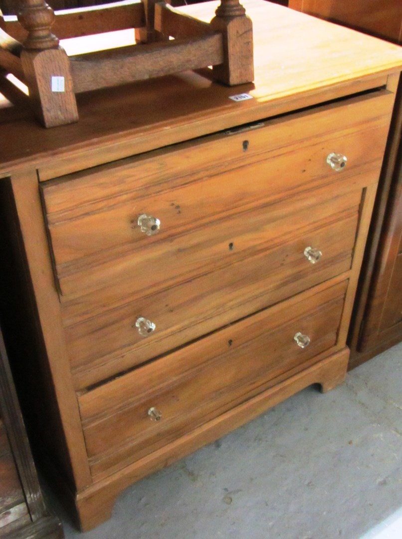 Appraisal: A th century beech chest of three long drawers