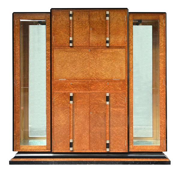 Appraisal: GOLDMAN ART DECO COCKTAIL DISPLAY CABINET c burl walnut black