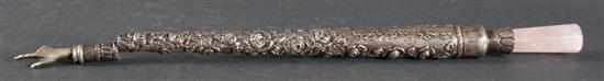 Appraisal: Continental repousse silver yad Judaica late th century all-around floral