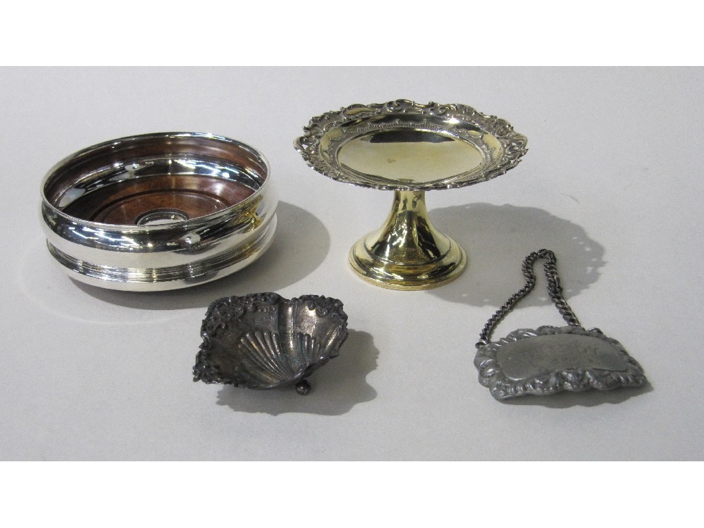 Appraisal: Lot comprising silver tazza Sheffield a silver wine coaster Sheffield