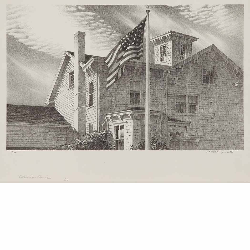 Appraisal: Stow Wengenroth THE CORWIN HOUSE S Lithograph signed and inscribed