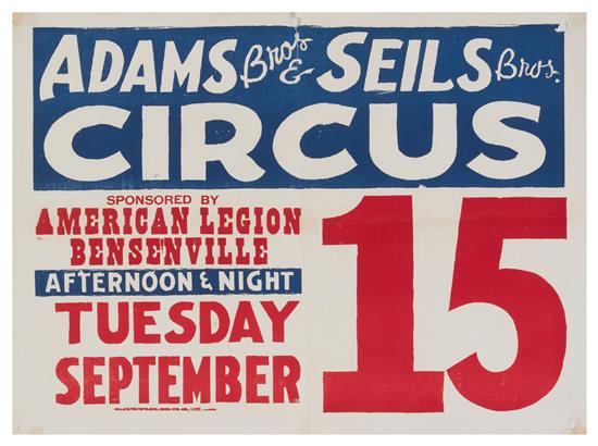 Appraisal: Sale Lot CIRCUS ADAMS AND SEILS Poster September Neal Walters