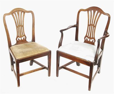 Appraisal: A set of six George III mahogany dining chairs with