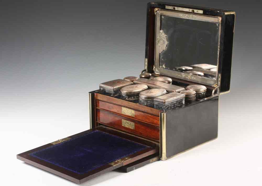 Appraisal: FITTED TOILETRY CASE - Fine French Gents Travel Toiletry Case