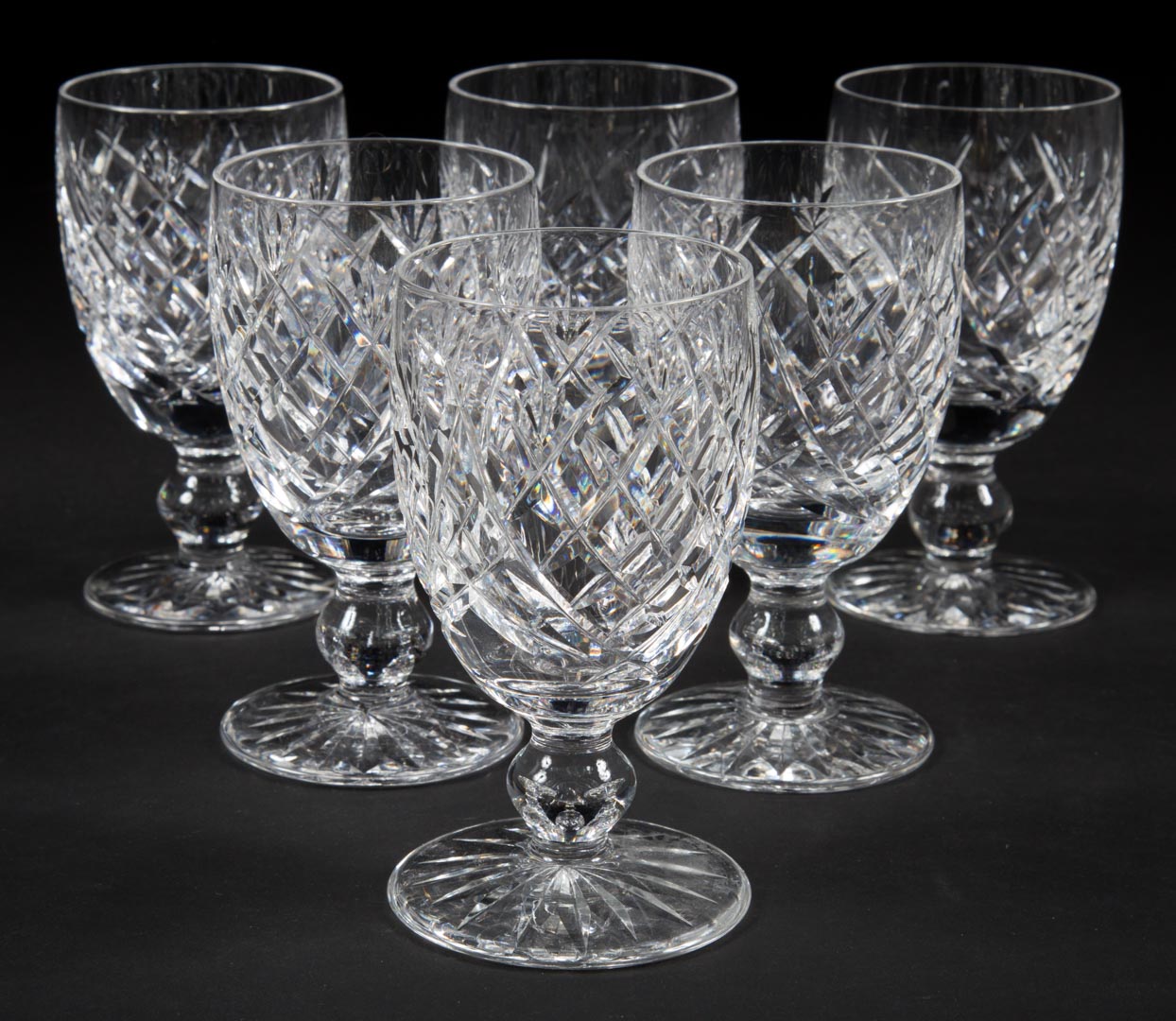 Appraisal: Six Waterford crystal wine stems in H Condition No apparent