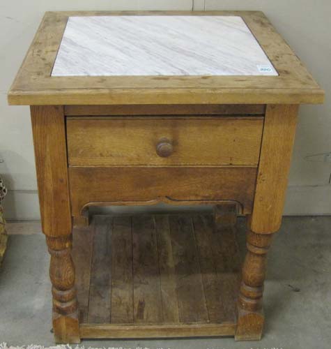 Appraisal: SQUARE HARDWOOD KITCHEN PASTRY TABLE antique reproduction the square top