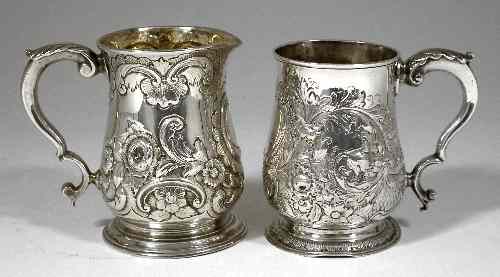 Appraisal: A George III silver baluster shaped christening mug the body