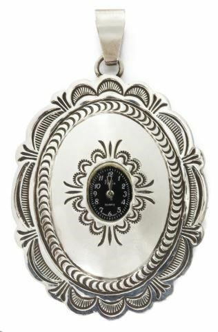 Appraisal: Southwest Native American sterling silver concho pendant marked BLKGT Arnold