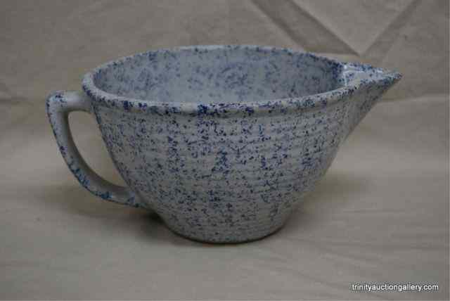 Appraisal: Monmouth Pottery Blue Speckled Batter BowlThis is for a nice