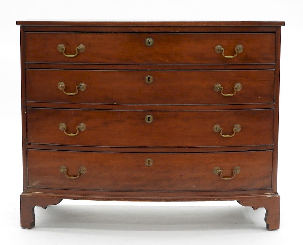 Appraisal: FINE Rhode Island Cherry Bow Front Drawer Chest Rhode Island