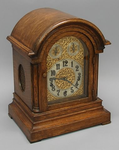 Appraisal: Circa oak case three train Westminster chime movement striking on