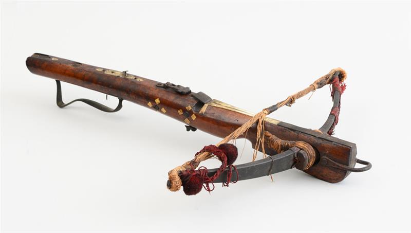 Appraisal: BONE-INLAID WALNUT CROSSBOW Probably South German the stock with star