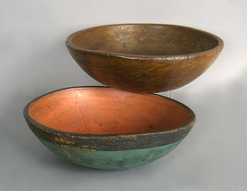 Appraisal: Painted treen bowl th c h dia together with another