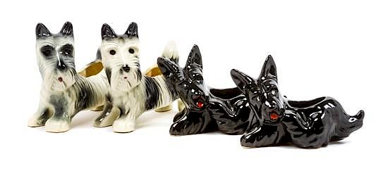 Appraisal: Four Scottish Terrier Planters Width of widest inches Four Scottish