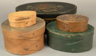 Appraisal: Group of five Shaker pantry boxes including a green painted