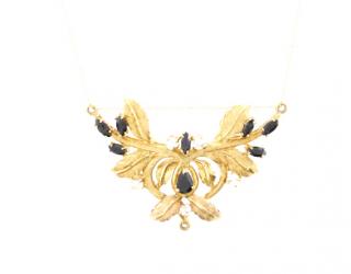 Appraisal: Sapphire k Gold Floral Spray Pendant Necklace A ladies' vintage