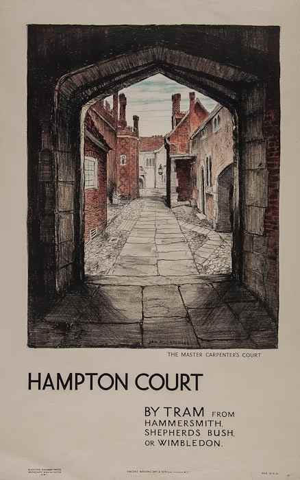 Appraisal: POORTENAAR Jam - HAMPTON COURT by Tram lithograph in colours