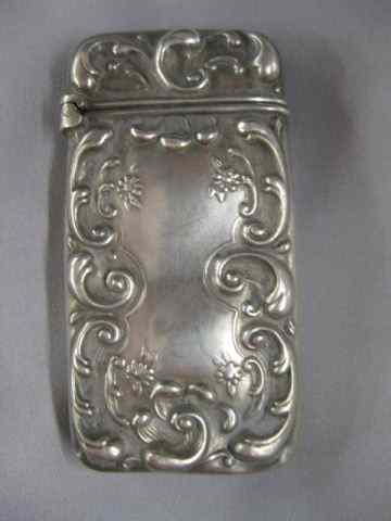 Appraisal: Sterling Silver Match Safe Nouveau style floral '' x ''