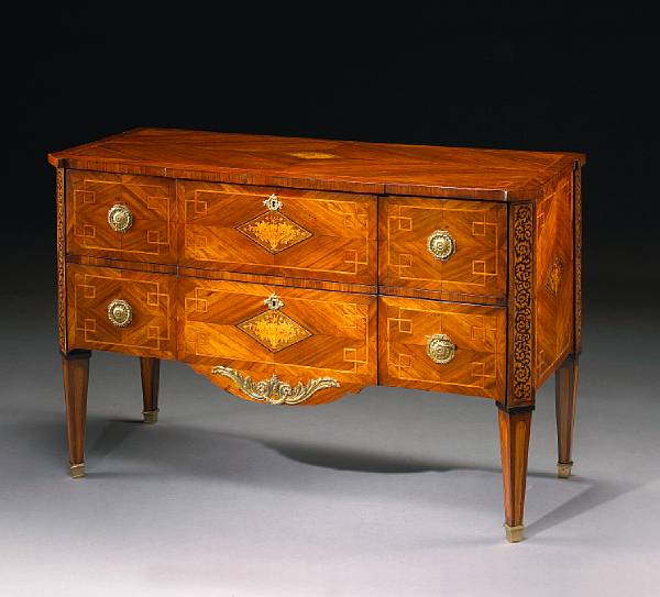 Appraisal: A Continental Neoclassical style inlaid walnut commode second half th