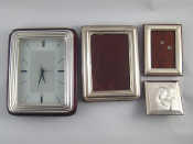 Appraisal: A mahogany timepiece with silver mount a silver faced photo