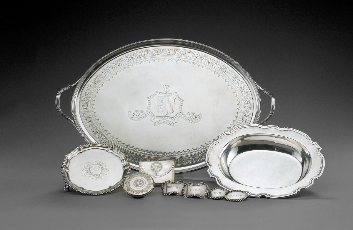 Appraisal: GEORGE III SILVER ARMORIAL WAITER EBENEZER COKER LONDON - Engraved