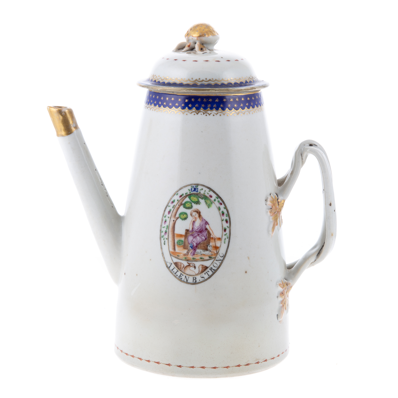 Appraisal: RARE NEW JERSEY MARKET ALLEN STRONG COFFEE POT Jiaqing Era