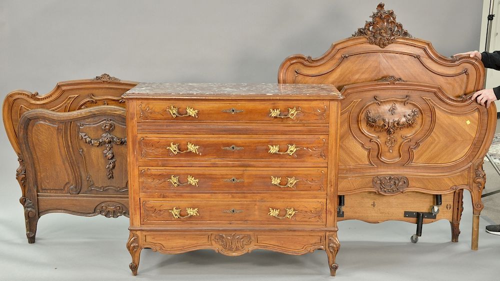 Appraisal: Three piece lot to include Louis XV style chest with