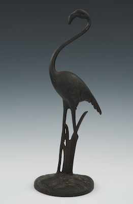 Appraisal: A Cast Iron Flamingo Figure Measuring apprx - H the