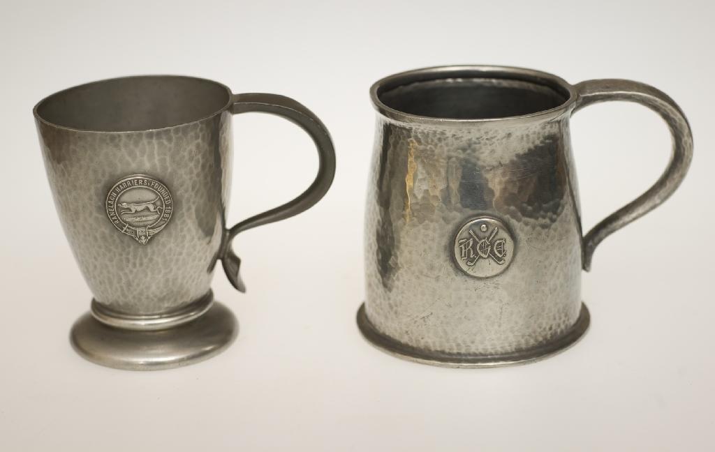 Appraisal: TWO LIBERTY CO TUDRIC PEWTER TANKARDS the first cast with