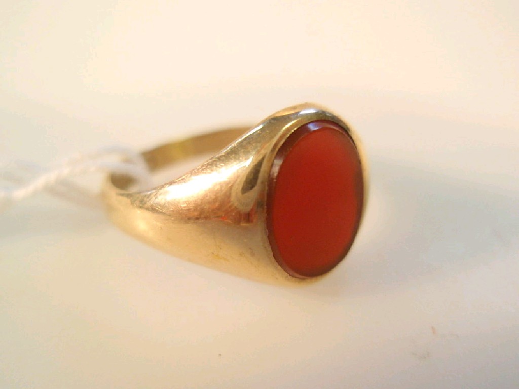 Appraisal: A ct gold Carnelian set signet ring g all in