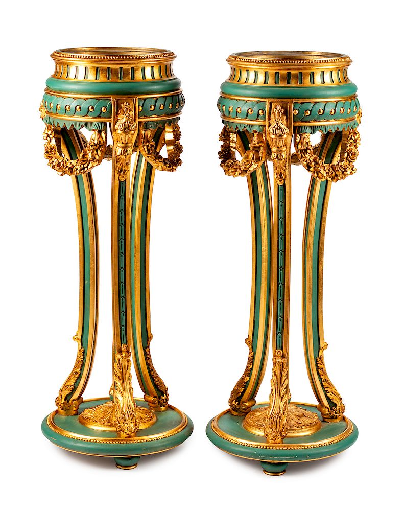 Appraisal: A Pair of Venetian Painted and Parcel Gilt Planters A