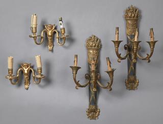 Appraisal: Two Pair of French Bronze Sconces early th c consisting