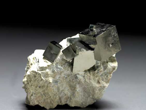 Appraisal: MIRROR BRIGHT PYRITE CUBES on MATRIX Navajun Mine Aguilar del