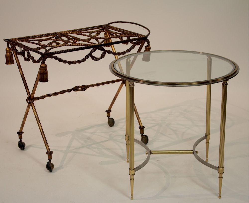 Appraisal: Small Tables Brass and Steel Contemporary Directoire style and gilt