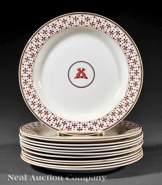 Appraisal: A Set of Twelve Wedgwood Armorial Creamware Dinner Plates early