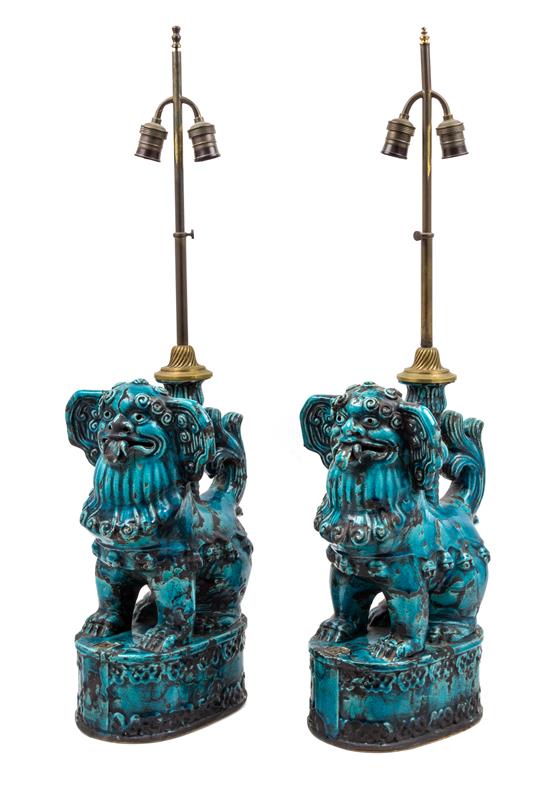 Appraisal: Sale Lot A Pair of Chinese Export Style Turquoise Glazed