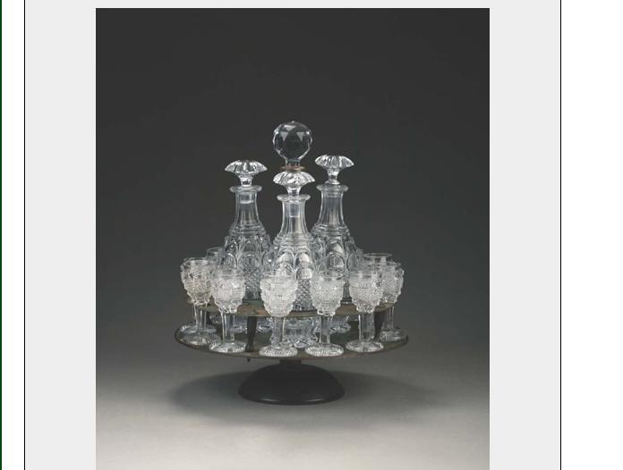 Appraisal: SET OF THREE COLORLESS CUT-GLASS DECANTERS AND STOPPERS Each cut