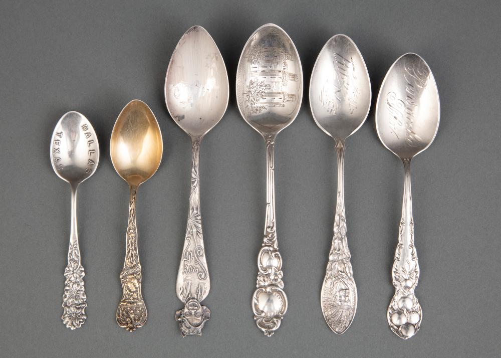 Appraisal: SIX AMERICAN STERLING SILVER SOUVENIR SPOONSSix American Sterling Silver Souvenir