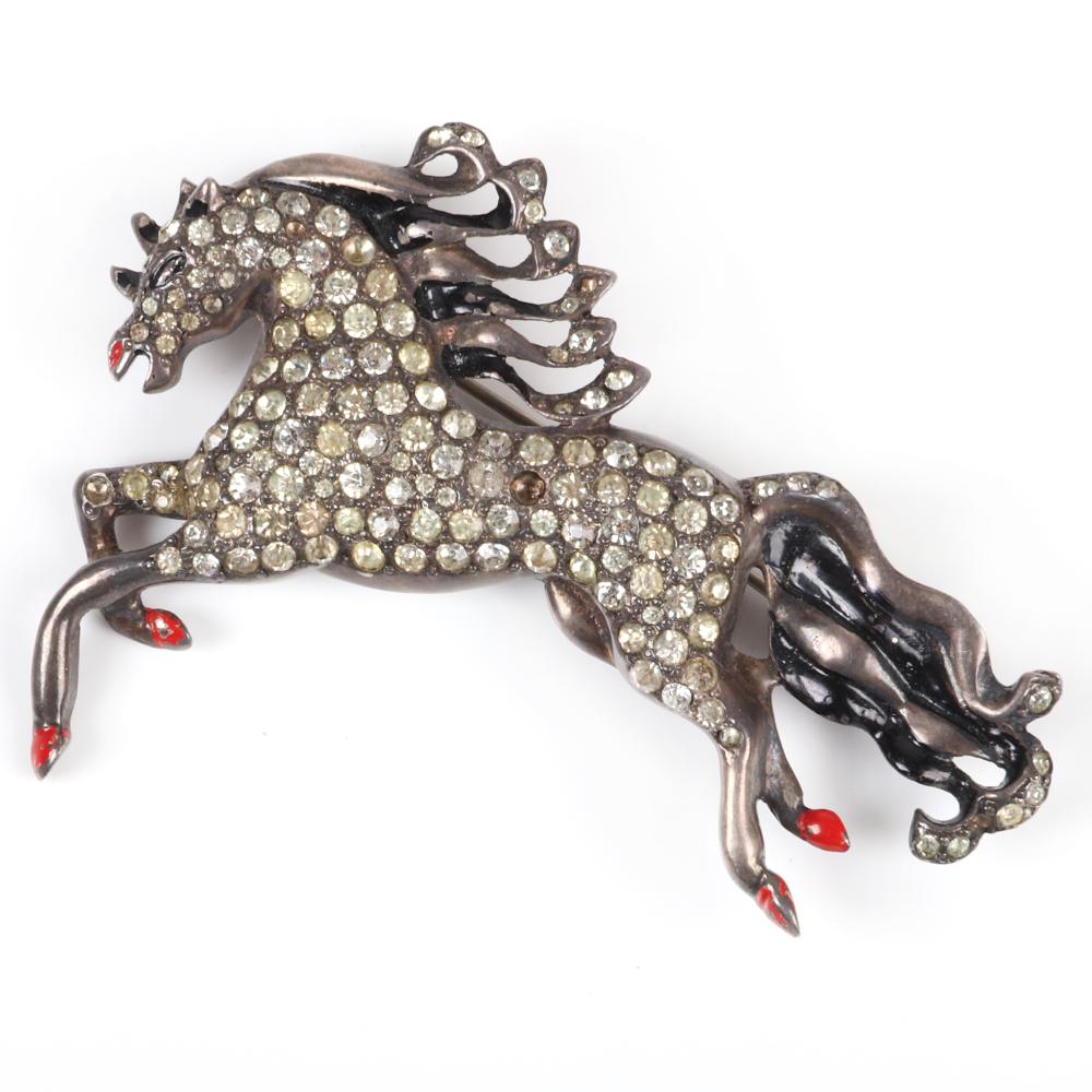 Appraisal: EISENBERG ORIGINAL LARGE STERLING FIGURAL GALLOPING HORSE PIN BROOCH WITH