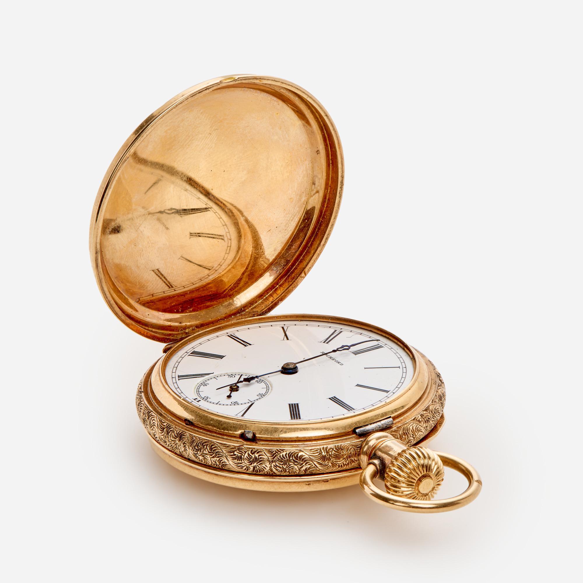 Appraisal: K FANCY DIAMOND HUNTING ROCKFORD POCKET WATCH - AS IS