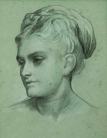 Appraisal: Frederic Lord Leighton - Female Portrait Study Crayon and chalk