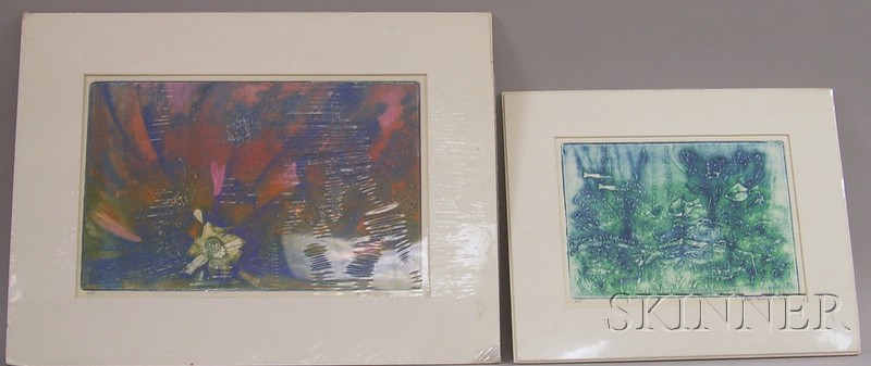 Appraisal: Two Unframed Color Intaglio Prints on Paper Underwater View and