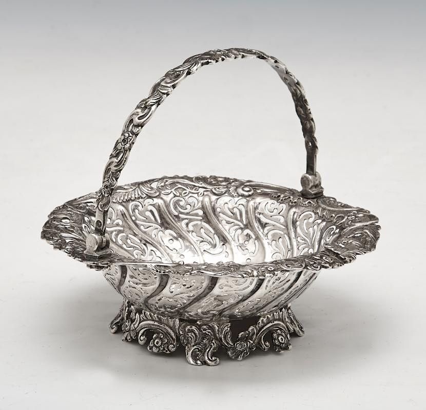 Appraisal: French silver repousse and pierced bowl French silver bowl repousse