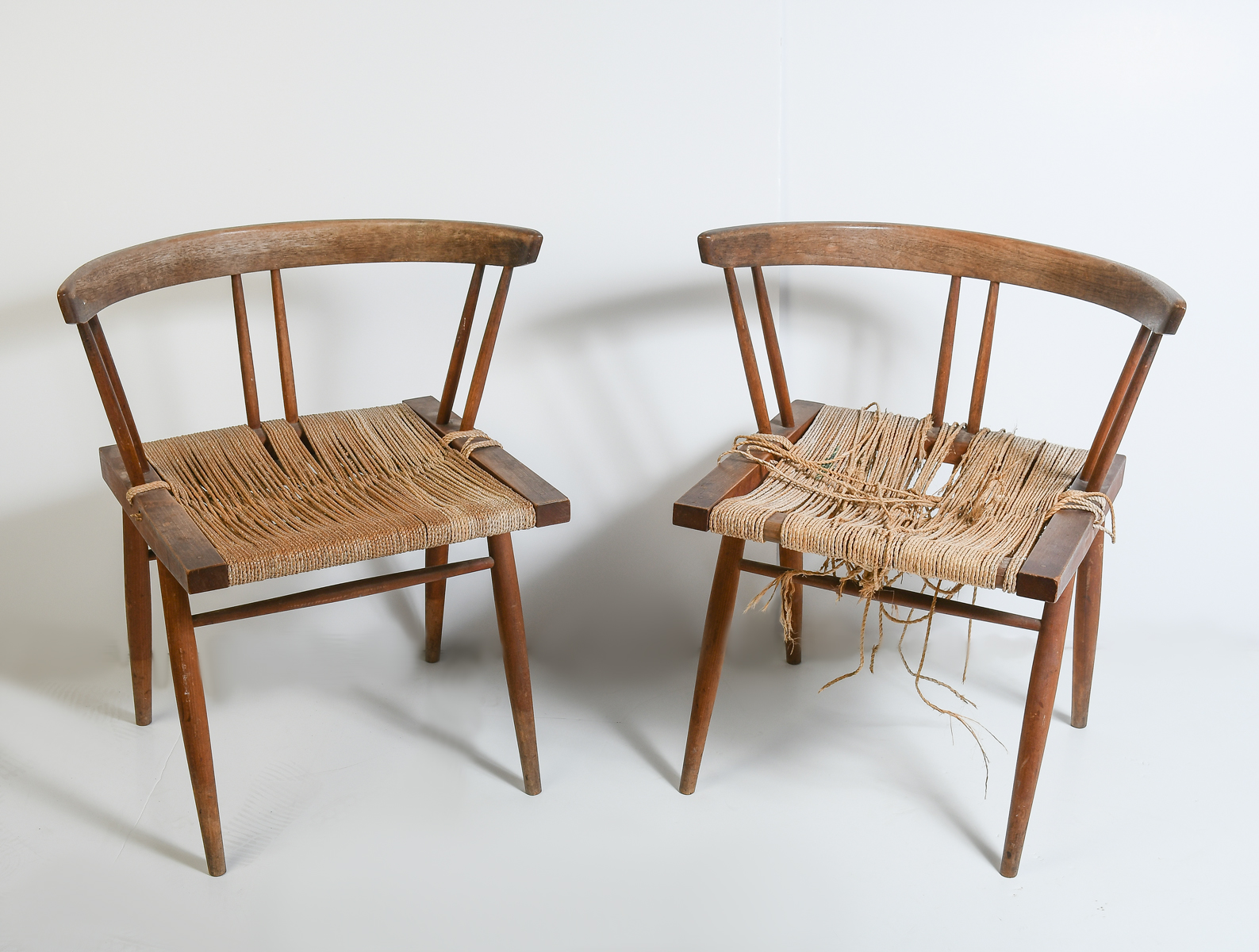 Appraisal: PAIR OF GEORGE NAKASHIMA MID CENTURY GRASS SEATED CHAIRS Two