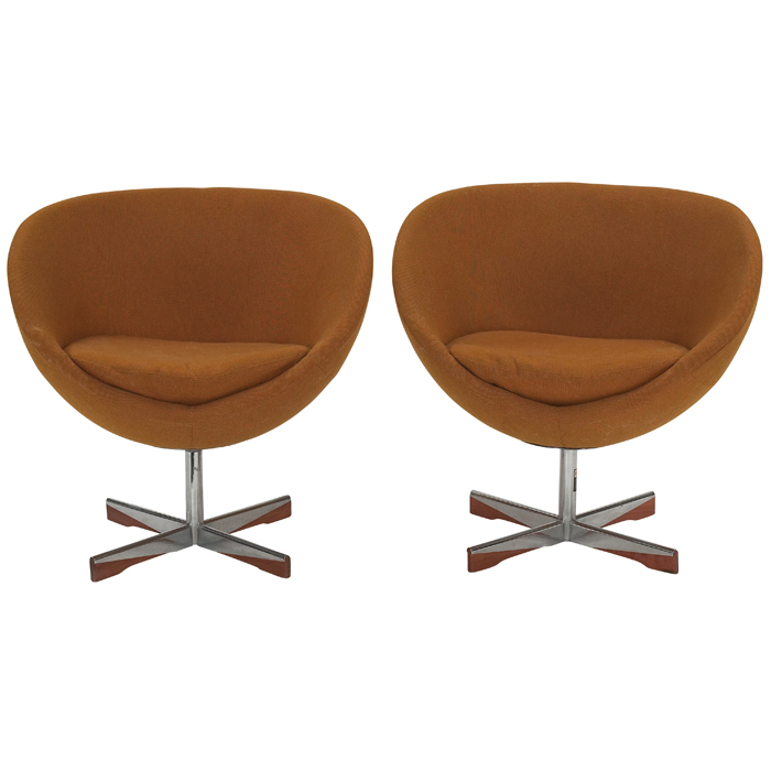 Appraisal: Sven Ivar Dysthe lounge chairs pair by Wesnofa Norway barrel-shaped