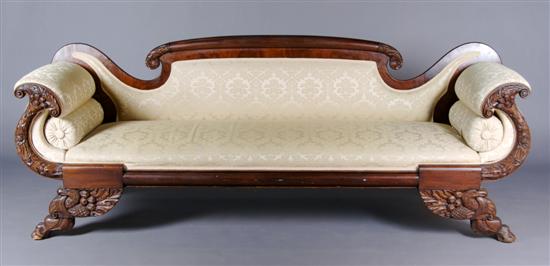 Appraisal: An American Empire Style Mahogany Settee Height x width x