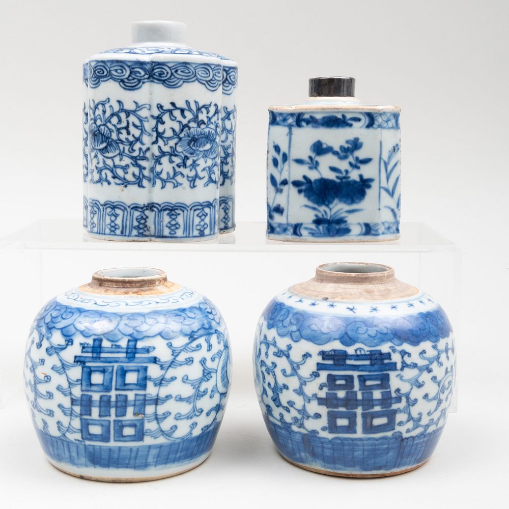 Appraisal: Group of Four Chinese Export Blue and White Porcelain Tea